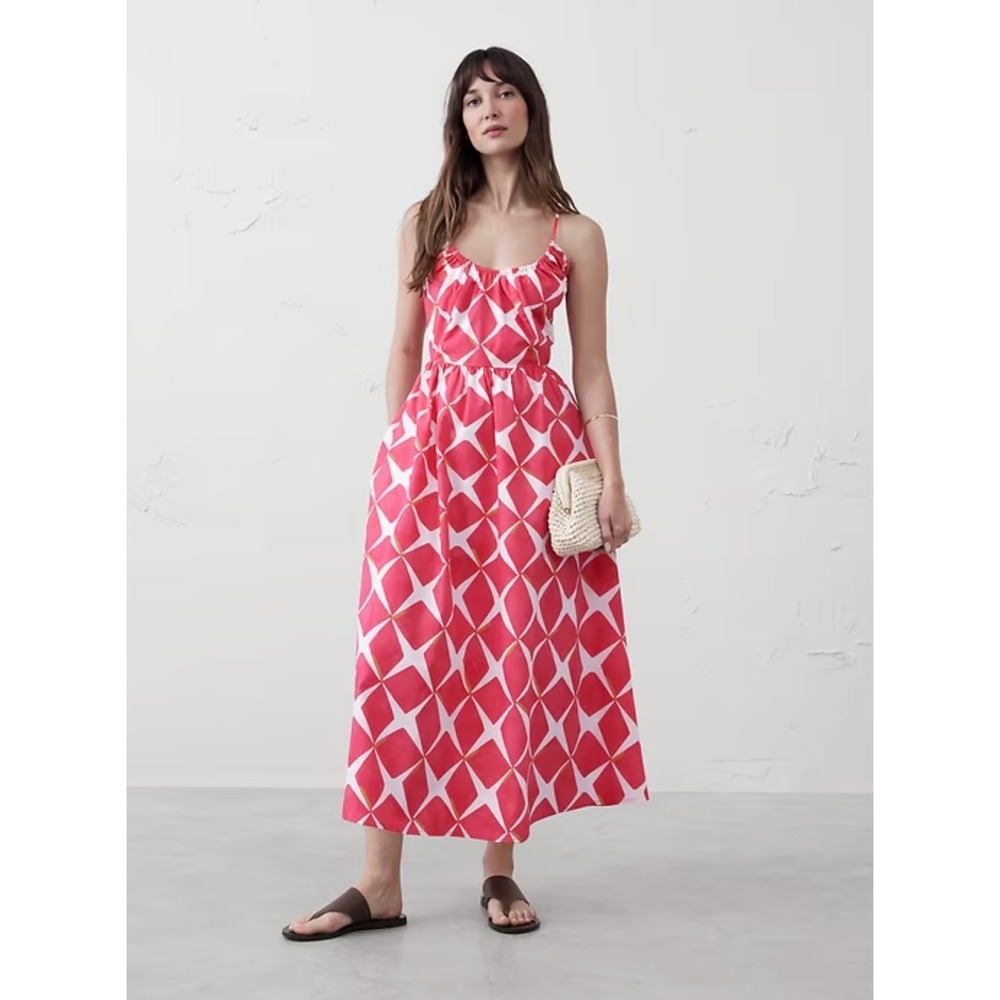NEW Banana Republic Womens Poplin Halter Midi‎ Dress Size L Resortwear Vacation